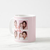 Rosa moderne Weihnachts-Foto-Collage | Fa La La Kaffeetasse (Vorderseite Links)