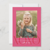 Rosa Moderne XOXO Foto Klasse Valentine Karte (Vorderseite)