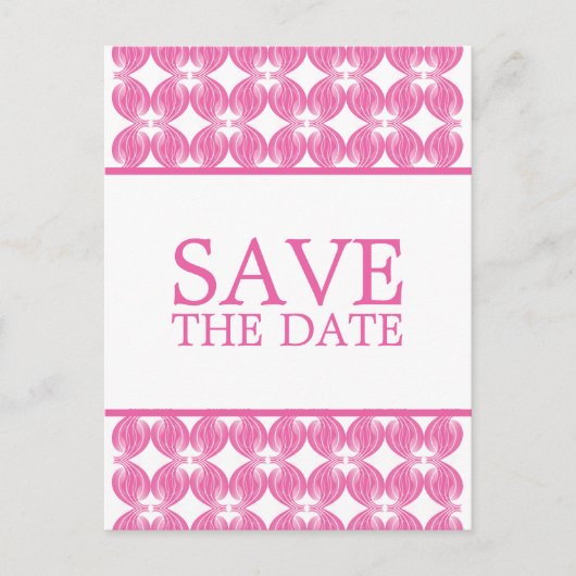 Rosa Moderner Deko Save the Date Postkarte (Vorderseite)