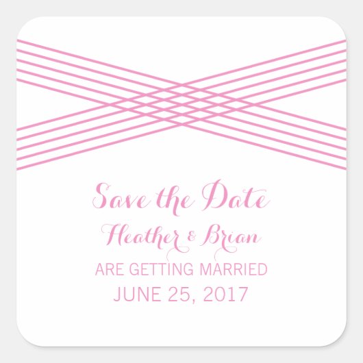 Rosa Moderner Deko Save the Date Stickers (Vorderseite)