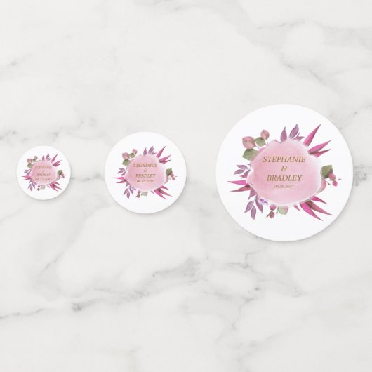 Rosa Moderner eleganter Botanischer Blumentisch Konfetti (Vorderseiten)