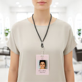 Rosa moderner Foto-Logo-Make-up-Mitarbeiterabzeich Ausweis