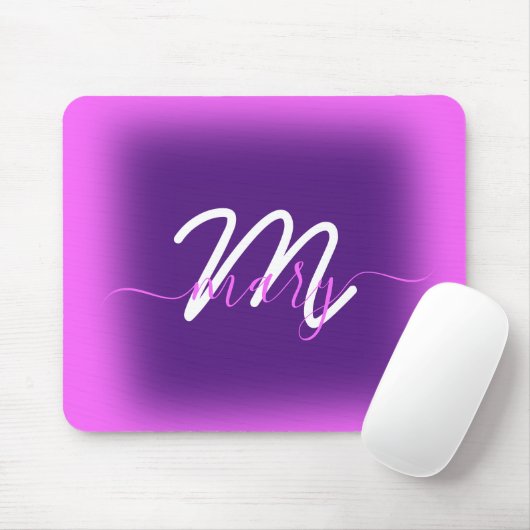 Rosa Moderner Lila Minimalname Berry. Monogramm Mousepad (Mit Mouse)