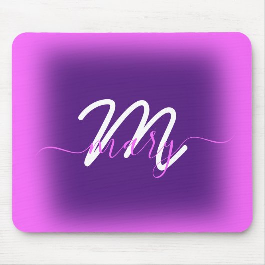 Rosa Moderner Lila Minimalname Berry. Monogramm Mousepad (Vorne)