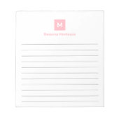 Rosa moderner Monogramm-Liniert-Trend Chic Notizblock (Vorderseite)