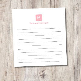 Rosa moderner monogrammierter Chic-Trend  Notizblock