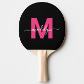 Rosa moderner Namensmonogramm Tischtennis Schläger (Vorderseite)