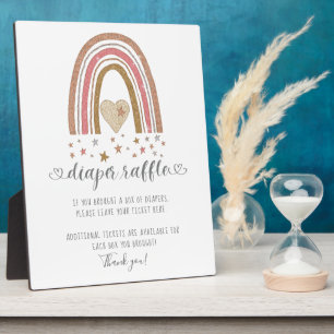 Rosa Moderner Regenbogen Glitzer Stars Windelwinde Fotoplatte