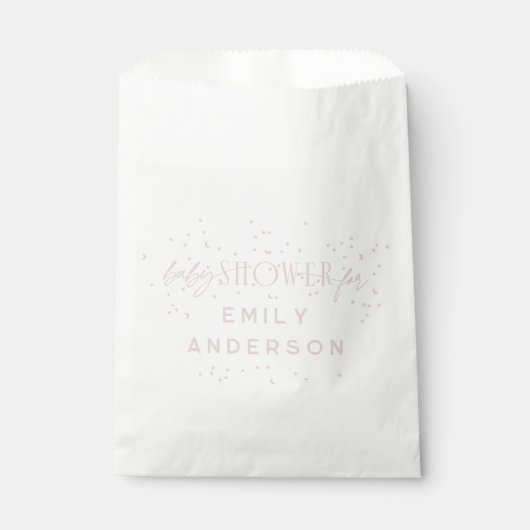 Rosa Moderner Regenbogen und Sterne Weiße Babydusc Geschenktütchen (Vorderseite)