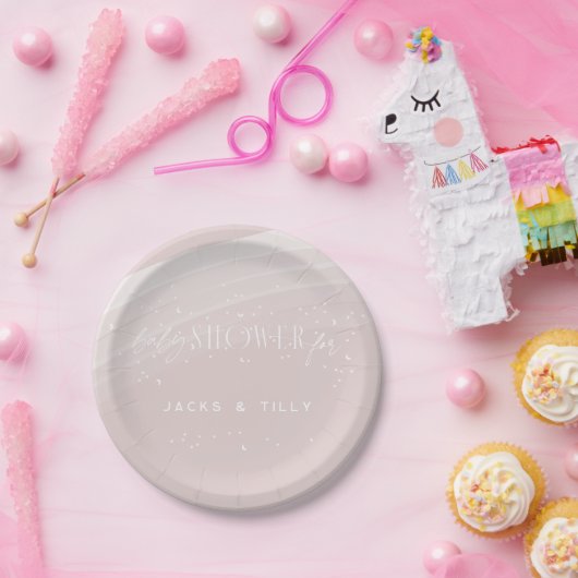 Rosa Moderner Regenbogen und Sterne Weiße Babydusc Pappteller (Party)