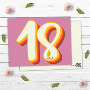 Rosa Moderner Retro Groovy Achtzehn 18. Geburtstag Postkarte