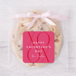 Rosa Moderner XOXO Valentinstag Quadratischer Aufkleber