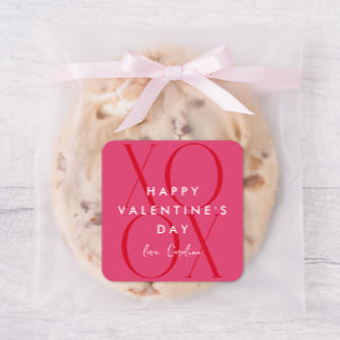 Rosa Moderner XOXO Valentinstag Quadratischer Aufkleber