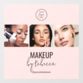Rosa modernes 3-Foto-Make-up-Studio-Logo Fensteraufkleber (Blatt)