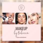 Rosa modernes 3-Foto-Make-up-Studio-Logo Fensteraufkleber (Blatt 2)