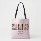 Rosa Modernes 3-Foto-Makeup-Studio-Logo Tasche (Vorderseite)
