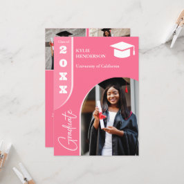 Rosa Modernes Abschluss Foto Einladung