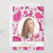 Rosa Modernes Bat Mitzvah Foto Einladung (Rückseite)