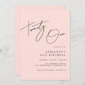 Rosa | Modernes Drehbuch Girly 21. Geburtstag Einladung (Vorne/Hinten)
