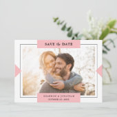 Rosa Modernes einfaches Foto Save the Date (Stehend Vorderseite)