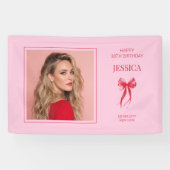 Rosa Modernes Foto Dreißig-Junge Happy 30. Geburts Banner (Horizontal)