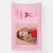 Rosa Modernes Foto Dreißig-Junge Happy 30. Geburts Banner (Vertikal)