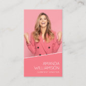 Rosa Modernes Foto - Ihr Logo Visitenkarte (Vorderseite)