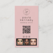 Rosa Modernes Foto-Logo QR-Code Visitenkarte (Vorderseite)