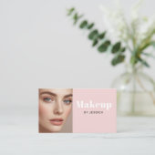 Rosa modernes Foto-Make-up Visitenkarte (Stehend Vorderseite)