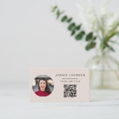 Rosa Modernes Foto Minimal QR CODE Visitenkarte (Stehend Vorderseite)