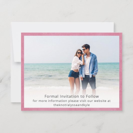 Rosa Modernes Foto Save the Date (Rückseite)