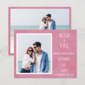 Rosa Modernes Foto Save the Date (Vorne/Hinten)