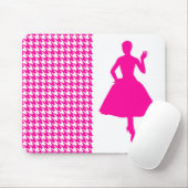 Rosa Modernes Hahnentrittmuster mit Mode-Silhouett Mousepad (Mit Mouse)