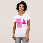 Rosa Modernes Hahnentrittmuster mit Mode-Silhouett T-Shirt (Vorne ganz)