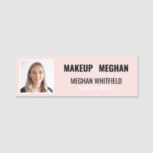 Rosa Modernes Logo Foto Make-up Name Namensschild