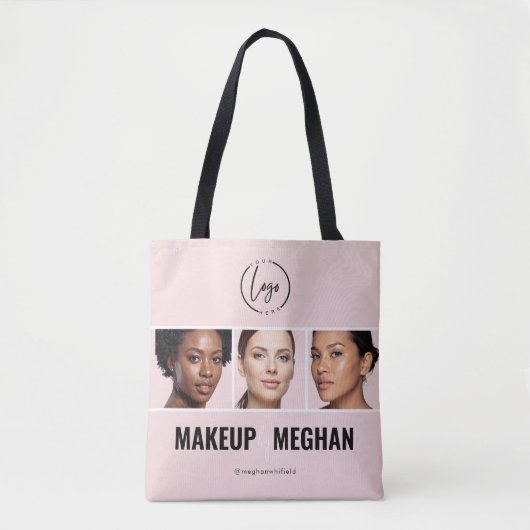 Rosa modernes Logo-Foto-Make-up-Studio Tasche (Vorderseite)