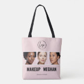Rosa modernes Logo-Foto-Make-up-Studio Tasche (Rückseite)