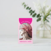 Rosa modernes Make-up-Haar-Bogen-Foto-QR-Code-Logo Visitenkarte (Stehend Vorderseite)