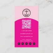 Rosa modernes Make-up-Haar-Bogen-Foto-QR-Code-Logo Visitenkarte (Rückseite)