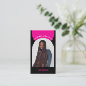 Rosa modernes Make-up-Haar-Bogen-Foto-QR-Code-Logo Visitenkarte (Stehend Vorderseite)