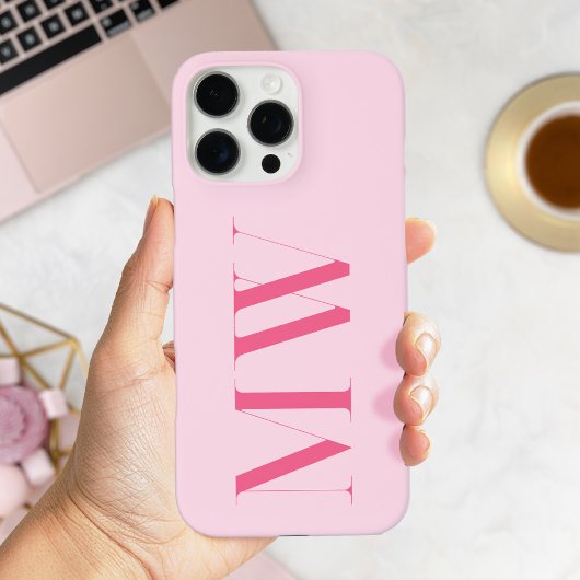 rosa Modernes Minimalistisches Anfangsmonogramm Case-Mate iPhone Hülle