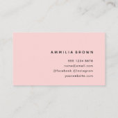 Rosa | Modernes Minimalistisches Design für Frauen Visitenkarte (Rückseite)