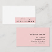 Rosa | Modernes Minimalistisches Design für Frauen Visitenkarte (Vorne/Hinten)