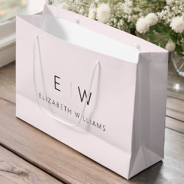 Rosa Modernes Minimalistisches Monogramm Große Geschenktüte