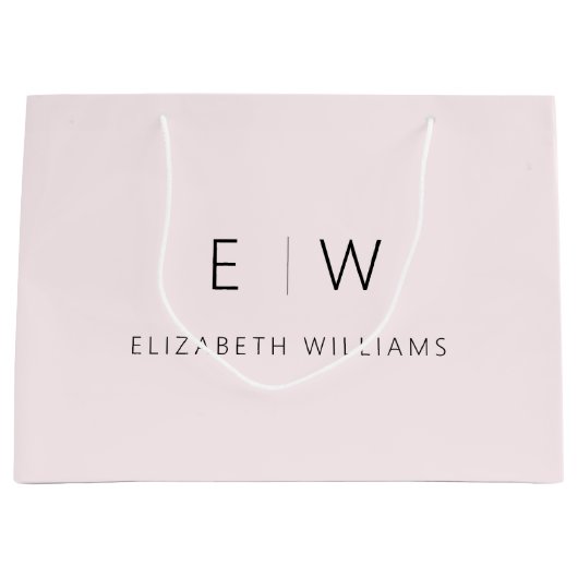 Rosa Modernes Minimalistisches Monogramm Große Geschenktüte (Vorderseite)