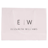 Rosa Modernes Minimalistisches Monogramm Große Geschenktüte (Rückseite)