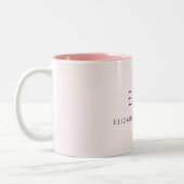 Rosa Modernes Minimalistisches Monogramm Zweifarbige Tasse (Links)