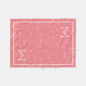 Rosa modernes Monogramm Fleecedecke (Vorderseite (Horizontal))