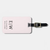 Rosa Modernes Monogramm Minimalistisch Gepäckanhänger (Vorderseite horizontal)