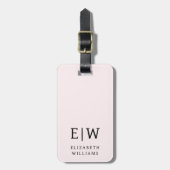 Rosa Modernes Monogramm Minimalistisch Gepäckanhänger (Vorderseite vertikal)